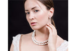10mm White Double Strand Layer Freshwater Pearl and Crystal Necklace-Pearl Rack