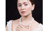 10mm White Double Strand Layer Freshwater Pearl and Crystal Necklace-Pearl Rack