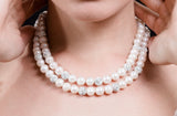 10mm White Double Strand Layer Freshwater Pearl and Crystal Necklace-Pearl Rack
