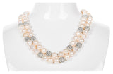 10mm White Double Strand Layer Freshwater Pearl and Crystal Necklace-Pearl Rack