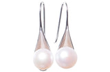 10mm White Freshwater Pearl with Sterling Silver Drop Earring-Pearl Rack