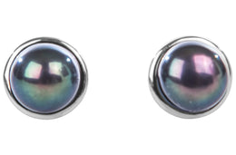 8mm Peacock Blue Freshwater Pearl with Sterling Silver Stud Earring-Pearl Rack