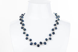 Braided Blue Freshwater Pearl Necklace 7mm-Pearl Rack