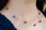 Dark Blue Freshwater Pearl Tin Cup and Sterling Silver (925) Chain Necklace 7mm-Pearl Rack