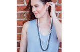 Double Strand Long White and Peacock Blue Freshwater Pearl Necklace 10mm-Pearl Rack
