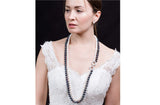Double Strand Long White and Peacock Blue Freshwater Pearl Necklace 10mm-Pearl Rack