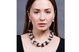 Double Strand Twisted and Crystal Freshwater Pearl Necklace-Pearl Rack