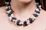 Double Strand Twisted and Crystal Freshwater Pearl Necklace-Pearl Rack