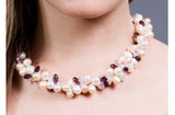 Double Strand Twisted with Crystal and Freshwater Pearl Necklace-Pearl Rack