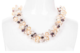 Double Strand Twisted with Crystal and Freshwater Pearl Necklace-Pearl Rack