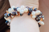 Double Strand Twisted with Crystal Freshwater Pearl Bracelet-Pearl Rack