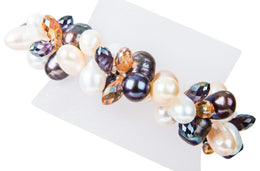 Double Strand Twisted with Crystal Freshwater Pearl Bracelet-Pearl Rack