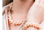 Double Strands Irregular Peach Freshwater Pearl Necklace-Pearl Rack