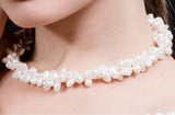 Double Strands Irregular White Freshwater Pearl Necklace-Pearl Rack
