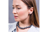 Freshwater Pearl Stud Earrings in Peacock Blue with Sterling Silver 10 mm-Pearl Rack