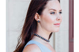 Freshwater Pearl Stud Earrings in Peacock Blue with Sterling Silver 10 mm-Pearl Rack