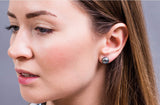 Freshwater Pearl Stud Earrings in Peacock Blue with Sterling Silver 10 mm-Pearl Rack