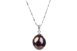 Irregular Brown Freshwater Pearl Pendant and Sterling Silver (925) Chain Necklace 13mm-Pearl Rack