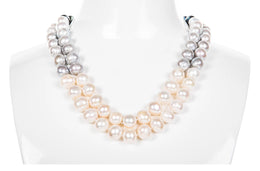 Multi-Color Double Strand Layer Freshwater Pearl Necklace 10mm-Pearl Rack