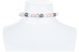 Multi-Color Off-Round Culutred Freshwater Pearl Choker 9-10mm-Pearl Rack