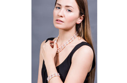 Multi-Color Triple Strand Freshwater Pearl Necklace and Bracelet Set 6-7mm-Pearl Rack