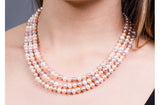 Multi-Color Triple Strand Layer Freshwater Pearl Necklace 6-7mm-Pearl Rack