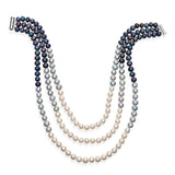 Multi-Color Triple Strand Layer Freshwater Pearl Necklace 8-9mm-Pearl Rack