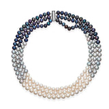 Multi-Color Triple Strand Layer Freshwater Pearl Necklace 8-9mm-Pearl Rack