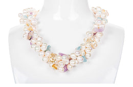 Natural Stones and Freshwater Pearl Necklace-Pearl Rack