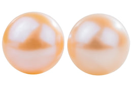 Peach Freshwater Pearl Stud Earrings Sterling Silver 12mm-Pearl Rack