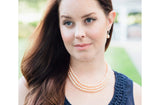 Peach Triple Strand Layer Freshwater Pearl Necklace 6-7mm-Pearl Rack
