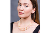 Peach Triple Strand Layer Freshwater Pearl Necklace 6-7mm-Pearl Rack