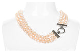 Peach Triple Strand Layer Freshwater Pearl Necklace 6-7mm-Pearl Rack