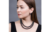 Peacock Blue Double Strand Layer Freshwater Pearl Necklace 10mm-Pearl Rack