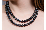 Peacock Blue Double Strand Layer Freshwater Pearl Necklace 10mm-Pearl Rack
