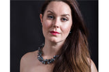 Peacock Blue Freshwater Keshi Pearl and Crystal Twisted Necklace-Pearl Rack