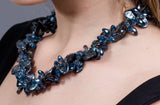 Peacock Blue Freshwater Keshi Pearl and Crystal Twisted Necklace-Pearl Rack