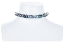 Peacock Blue Freshwater Keshi Pearl Choker-Pearl Rack