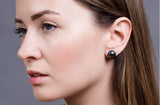 Peacock Blue Freshwater Pearl Stud Earrings Sterling Silver 12mm-Pearl Rack