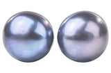 Peacock Blue Freshwater Pearl Stud Earrings Sterling Silver 5mm-Pearl Rack