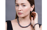 Peacock Blue Off-Round Freshwater Necklace 9-10mm-Pearl Rack