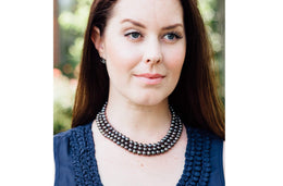 Peacock Blue Triple Strand Layer Freshwater Pearl Necklace 8-9mm-Pearl Rack