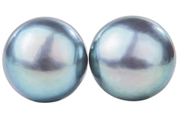 Peacock Green Freshwater Pearl Stud Earrings Sterling Silver 10mm-Pearl Rack