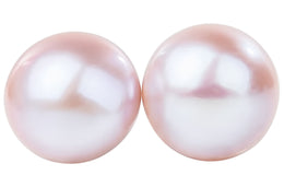 Pink Freshwater Pearl Stud Earrings Sterling Silver 12mm-Pearl Rack