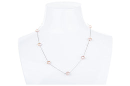 Purple Freshwater Pearl Tin Cup and Sterling Silver (925) Chain Necklace 7mm-Pearl Rack