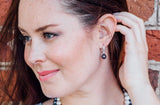 Rice Shape Dark Blue Cultured Freshwater Pearl Dangle Drop Earring with Sterling Silver 9mm-Pearl Rack
