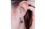 Rice Shape Dark Blue Cultured Freshwater Pearl Dangle Drop Earring with Sterling Silver 9mm-Pearl Rack
