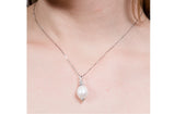 Rice Shape Freshwater Pearl Pendant and Sterling Silver (925) Chain Necklace 12mm-Pearl Rack