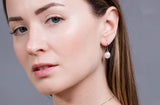 Rice Shape White Freshwater Pearl Dangle Drop Earrings with Sterling Silver 9mm-Pearl Rack