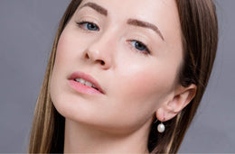 Rice Shape White Freshwater Pearl Dangle Drop Earrings with Sterling Silver 9mm-Pearl Rack